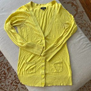 Express Boyfriend Long Cardigan Sweater in Bright Yellow Sz M